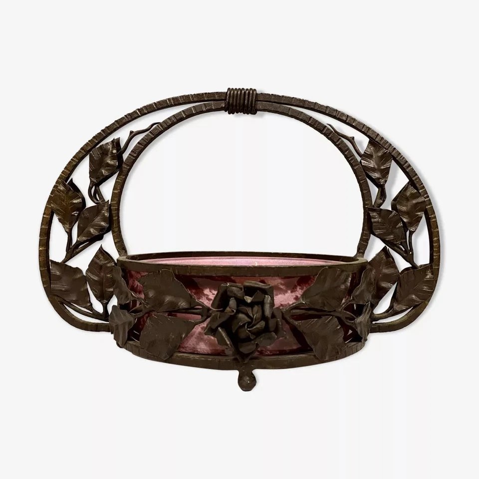 Coupe centre de table en pâte de verre époque art nouveau vers 1900-photo-2