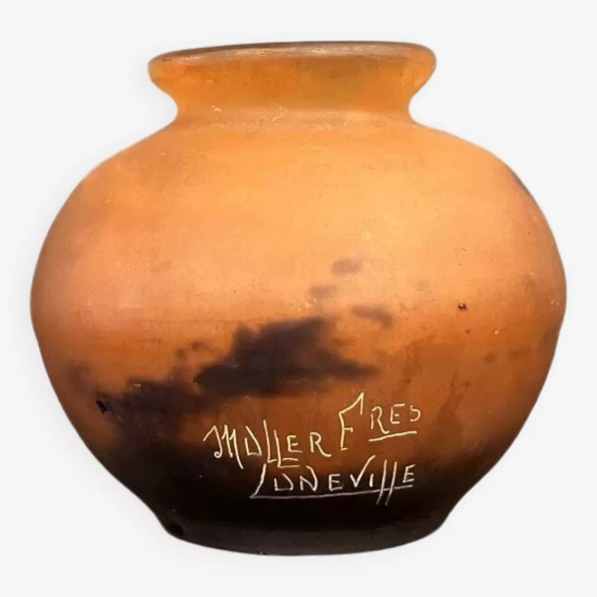 Muller frères à Lunéville : vase en verre marmoréen d'époque Art Nouveau