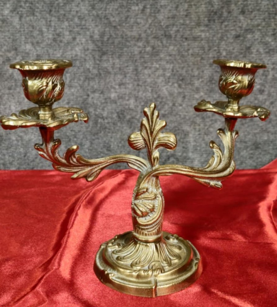 Louis XV Rococo Style Gilt Bronze Candlesticks Circa 1900-photo-1