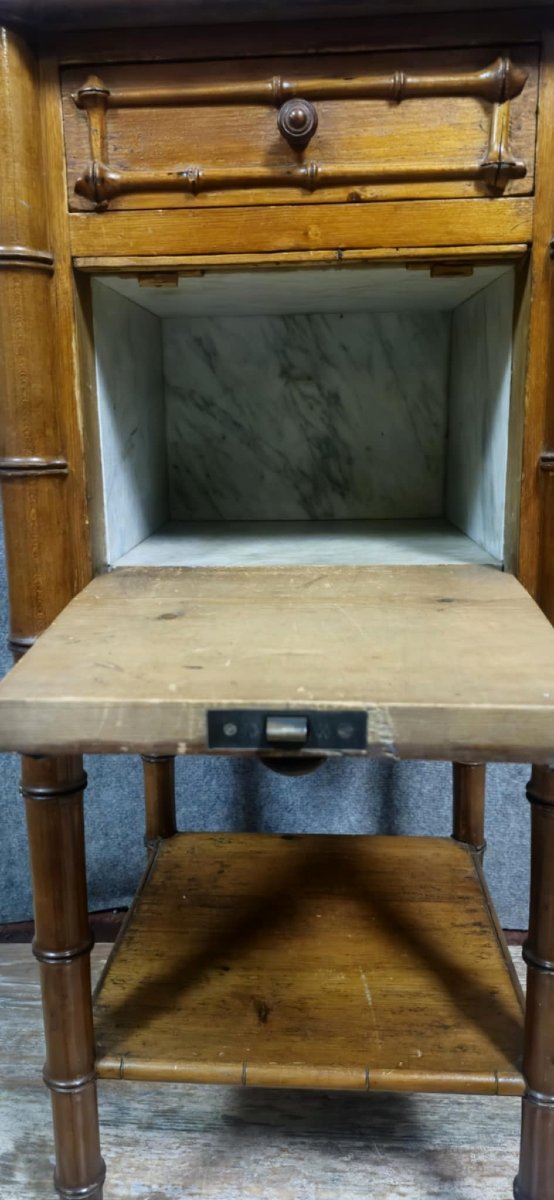 Table de chevet en bambou et bois clair époque Napoléon III-photo-2