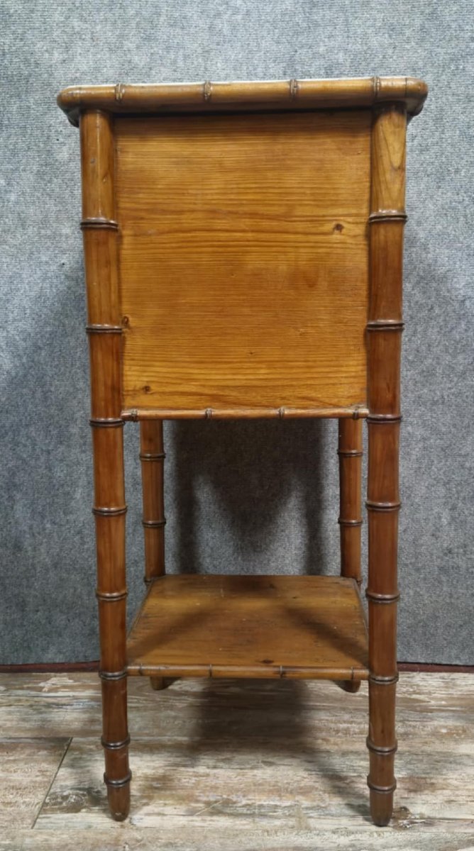 Table de chevet en bambou et bois clair époque Napoléon III-photo-4