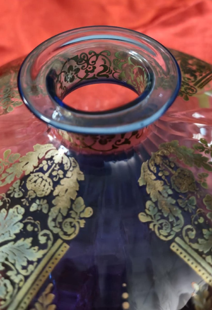Vase pansu en cristal a décors mordorés époque Art Nouveau -photo-4