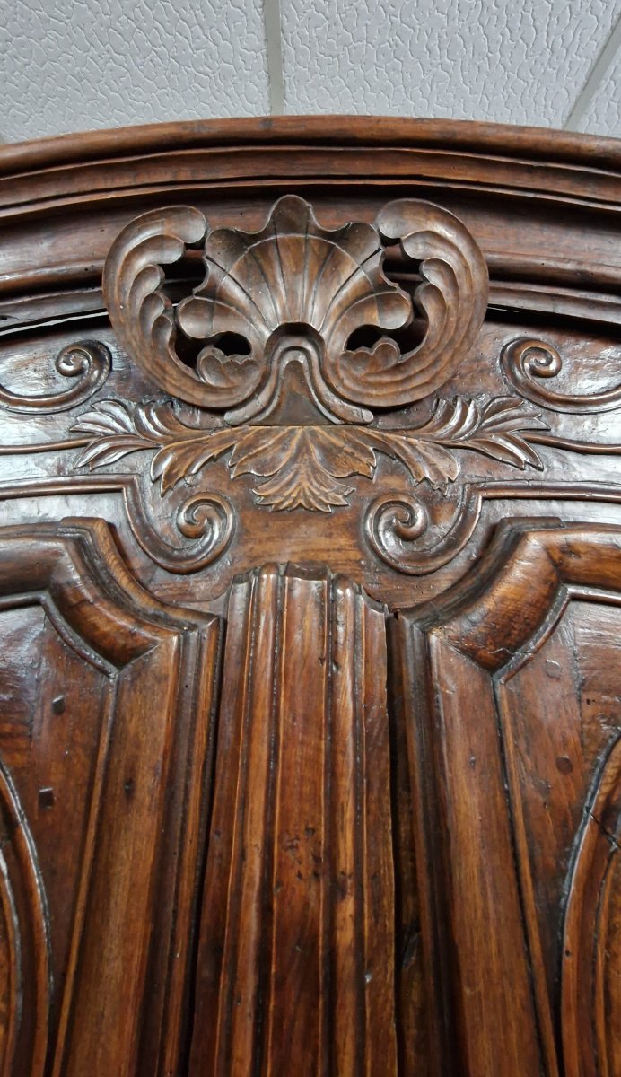 armoire époque Louis XV en marquéterie, orme et noyer realisée par le Maitre Antoine Sertelon -photo-2