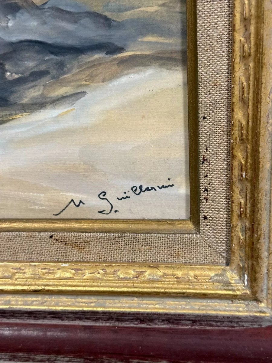 Guillermin M. : huile sur panneau paysage rural -photo-2