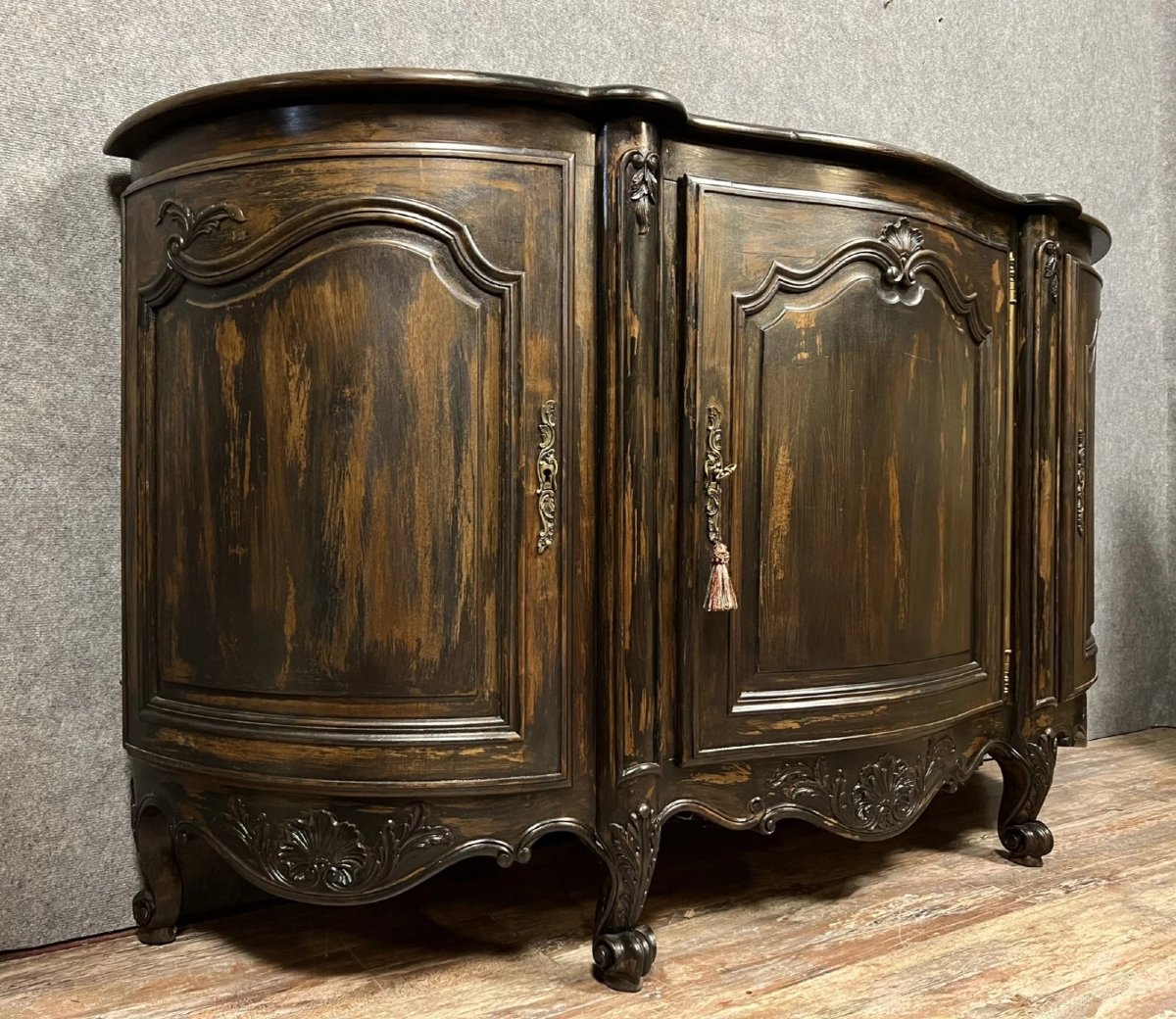 Buffet en Enfilade en bois laqué et bois teinté style Louis XV -photo-1