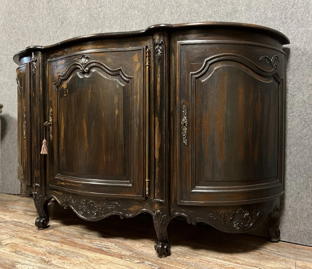 Buffet en Enfilade en bois laqué et bois teinté style Louis XV -photo-5