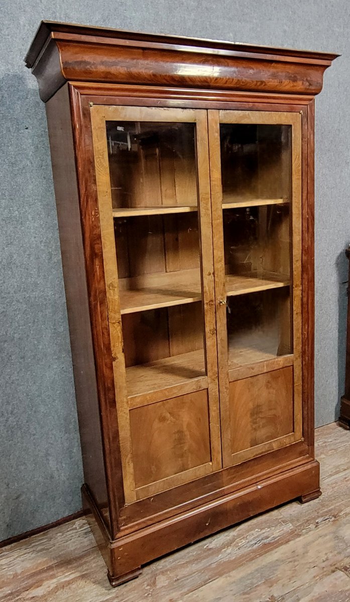 Parisian Library With Louis Philippe Period Ogee In Mahogany -photo-2