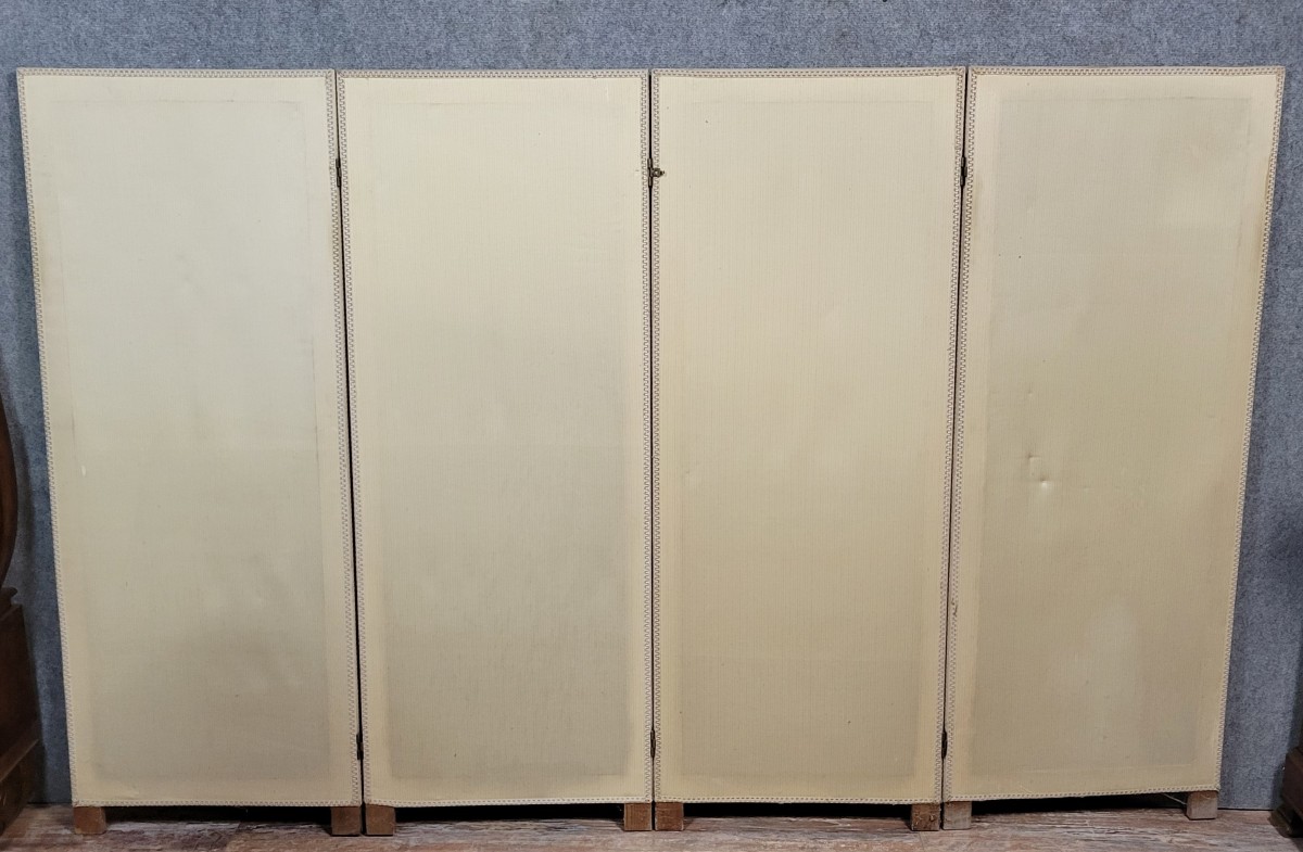 Très grand paravent a quatre feuilles en tissu uni 