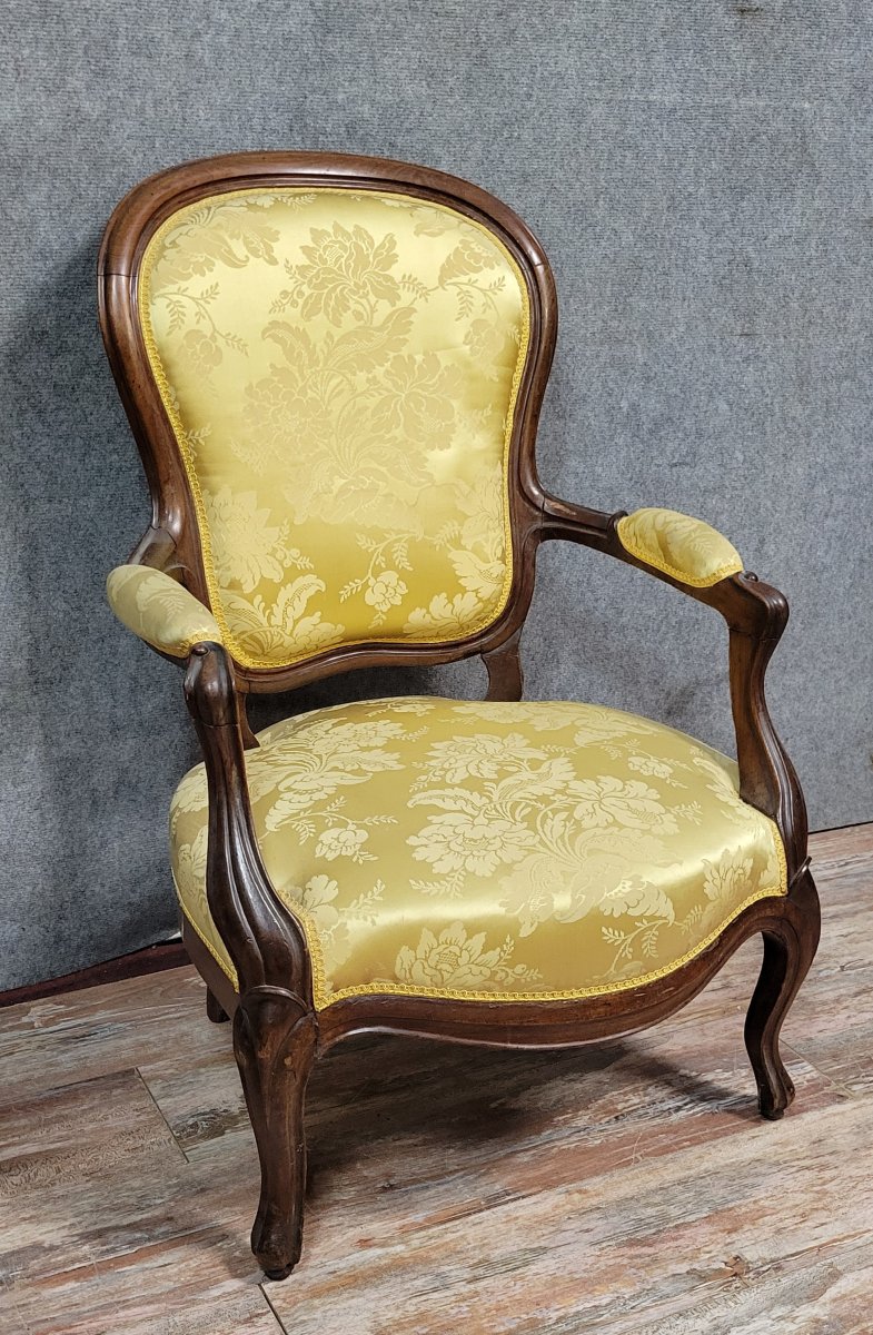 Fauteuil style Louis XV en acajou -photo-2