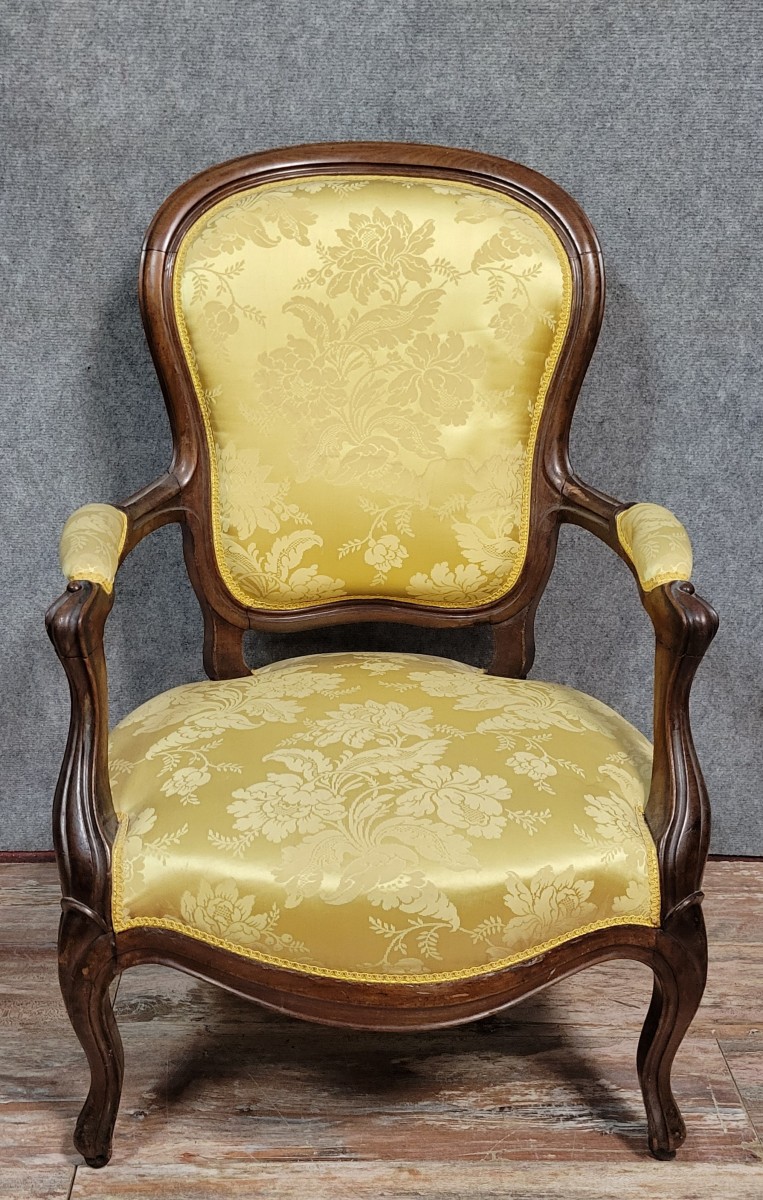 Fauteuil style Louis XV en acajou 