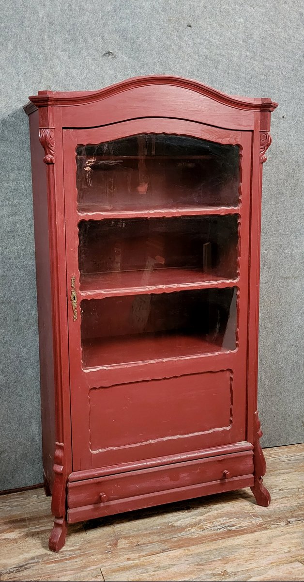 Bibliothéque ou vitrine époque Bieidermeier laquée terra cotta -photo-2
