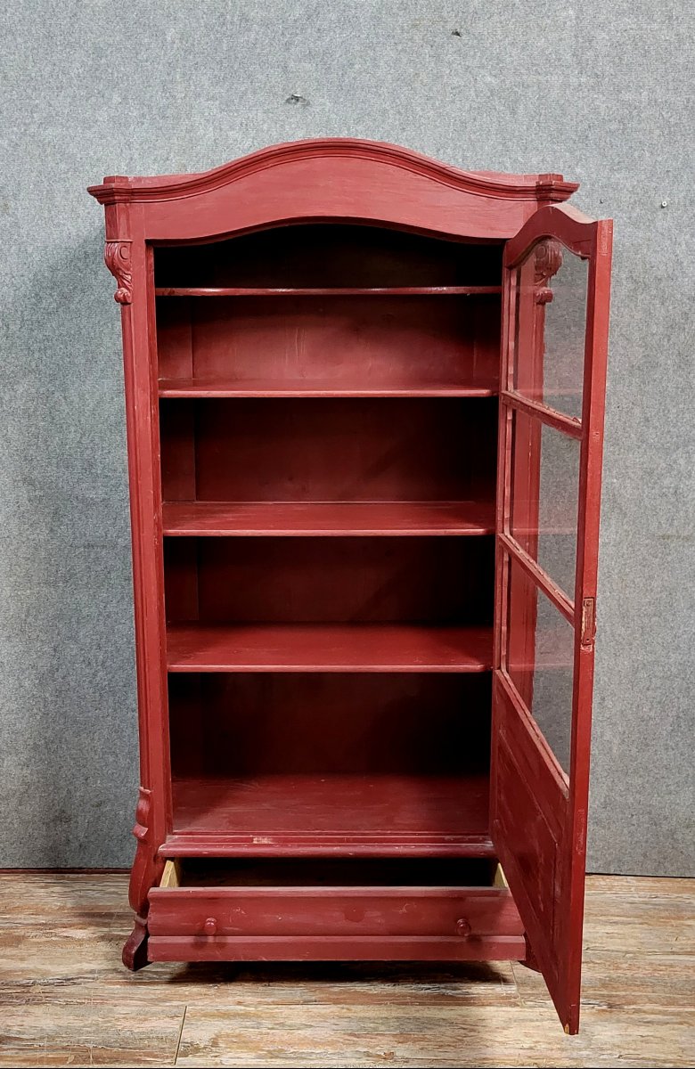 Bibliothéque ou vitrine époque Bieidermeier laquée terra cotta -photo-8