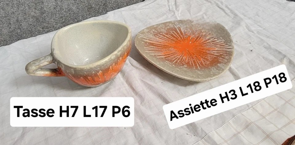 Tasse et sous tasse en céramique des années 1930-photo-4