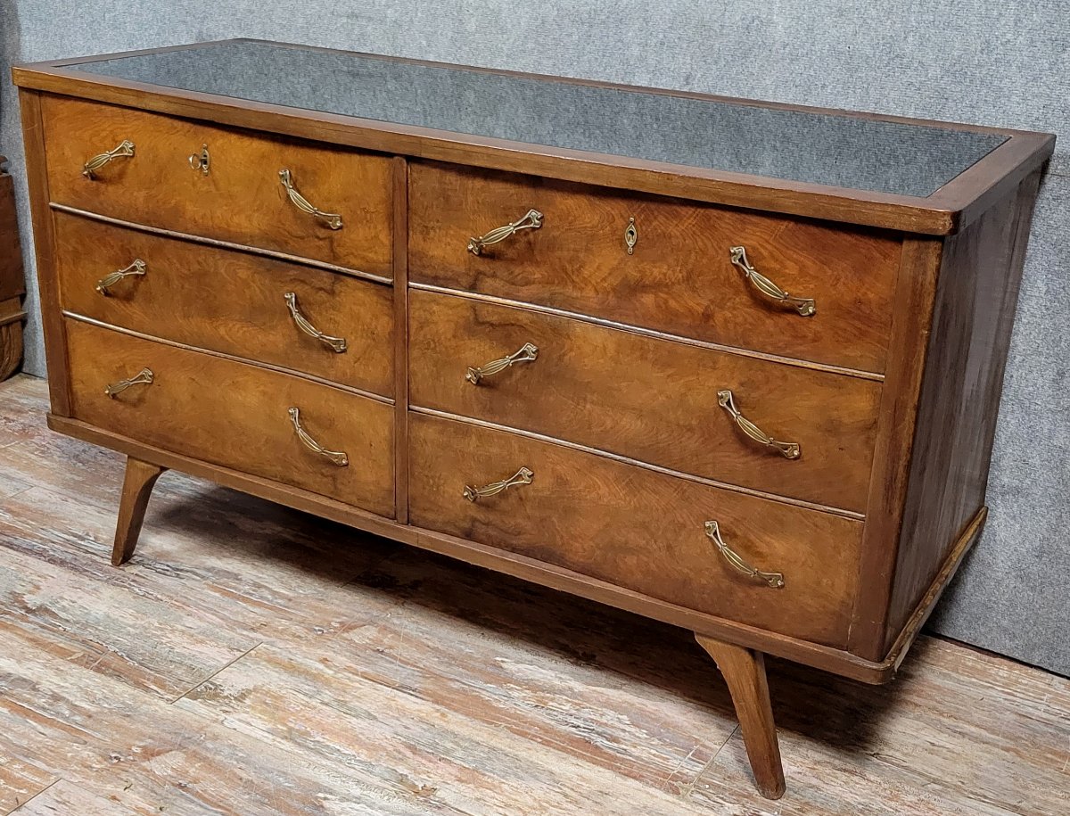 After Paolo Buffa: Italian Art Deco Period Chest Of Drawers With 6 Mahogany Drawers  -photo-1