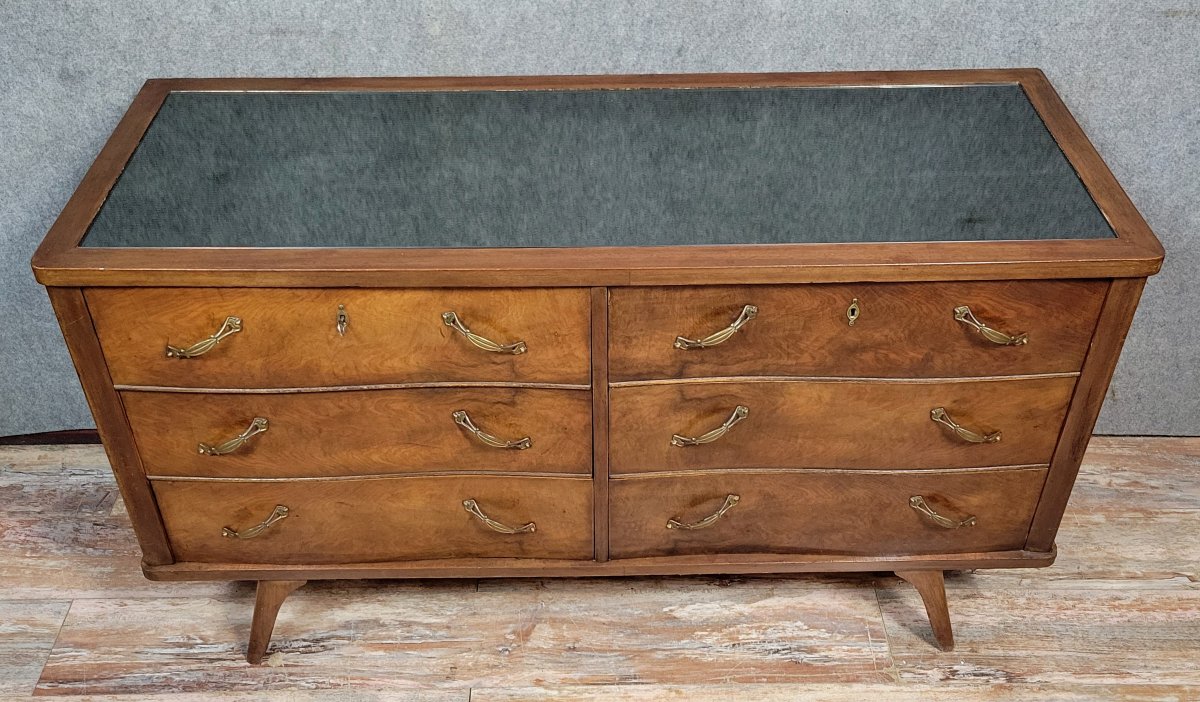 After Paolo Buffa: Italian Art Deco Period Chest Of Drawers With 6 Mahogany Drawers  -photo-3