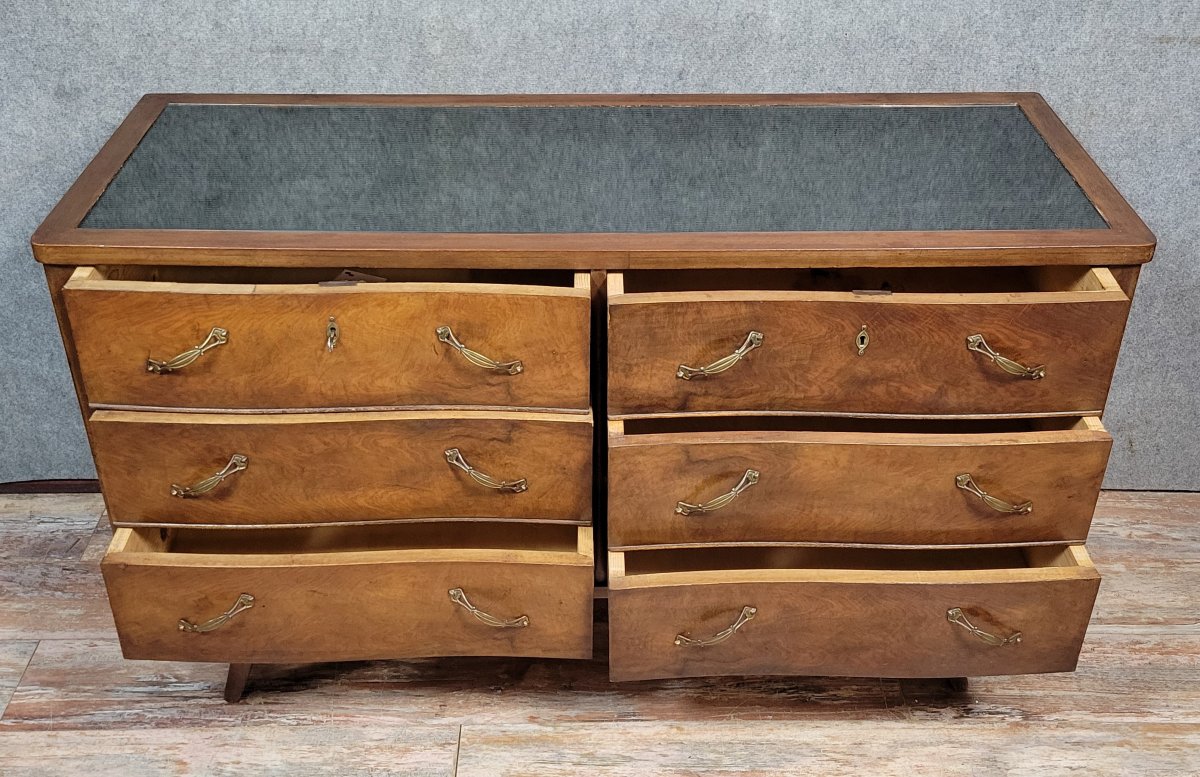 After Paolo Buffa: Italian Art Deco Period Chest Of Drawers With 6 Mahogany Drawers  -photo-6