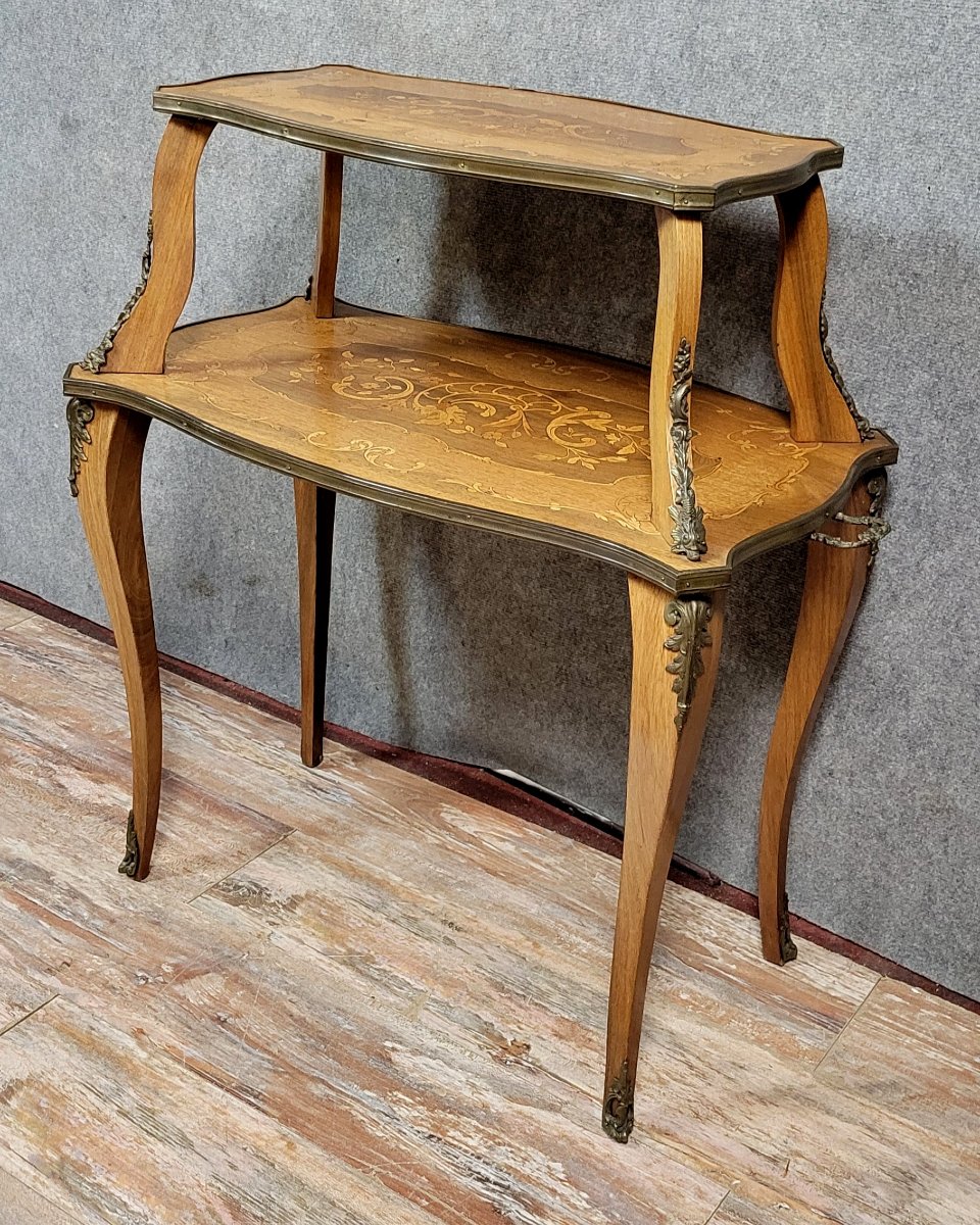 Double-top Tea Table In Marquetry From The Napoleon III Period  -photo-1