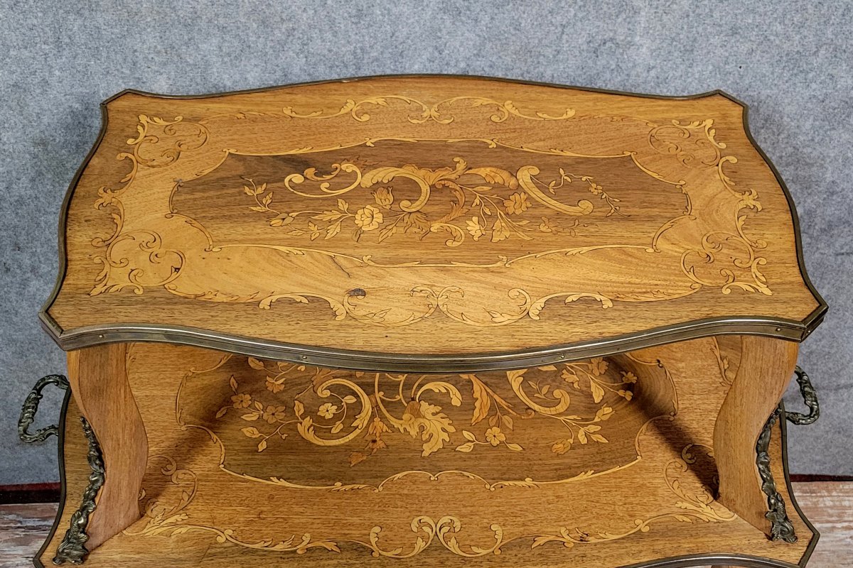 Double-top Tea Table In Marquetry From The Napoleon III Period  -photo-3