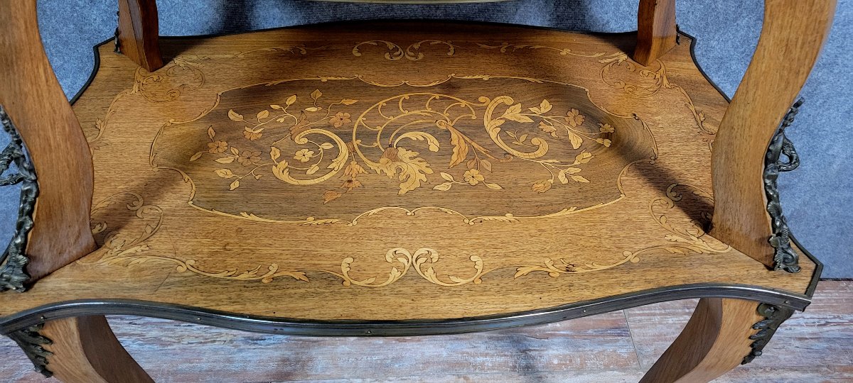Double-top Tea Table In Marquetry From The Napoleon III Period  -photo-4