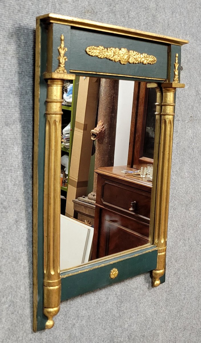 Miroir Style Empire en bois laqué et doré -photo-1