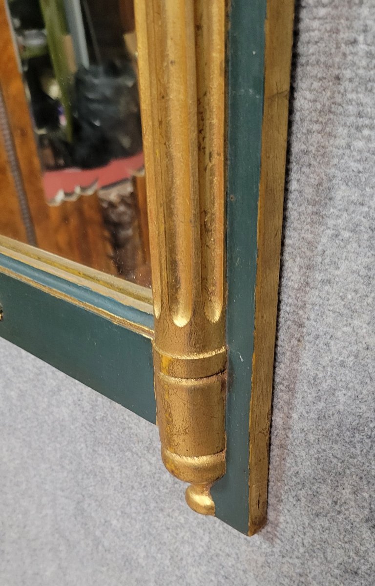 Miroir Style Empire en bois laqué et doré -photo-6