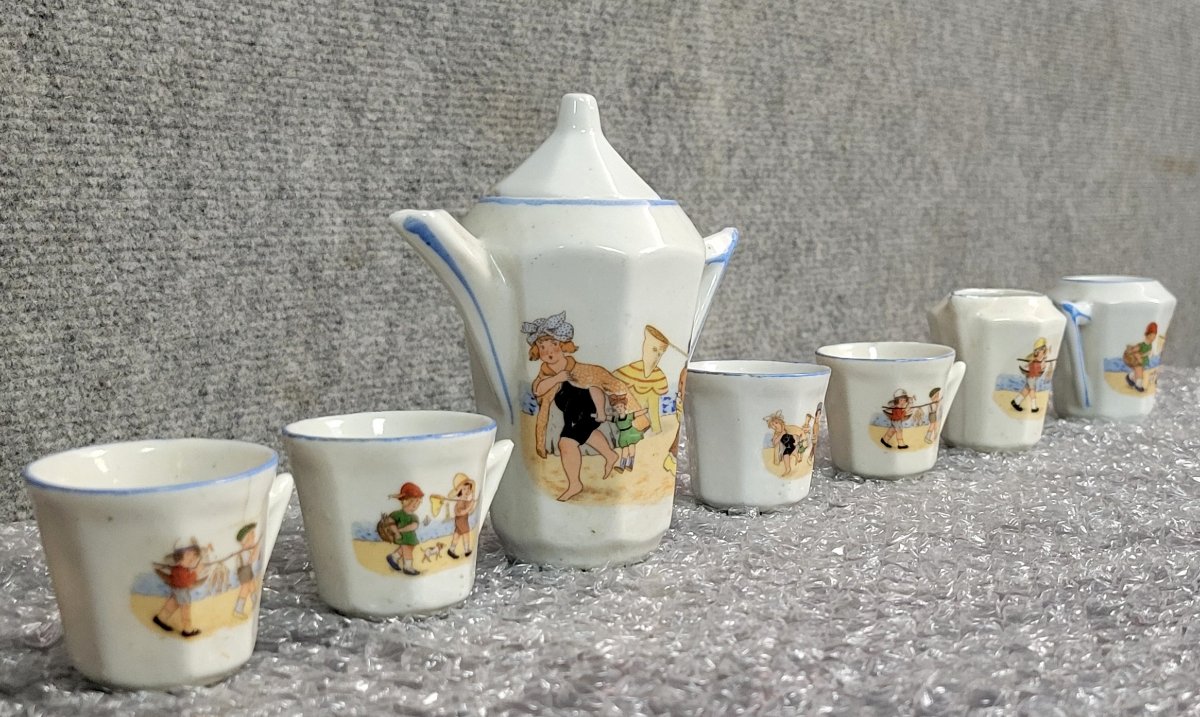 1950s Dinette - Porcelain, Germaine Bouret Style, Children's Decor (b) -photo-1