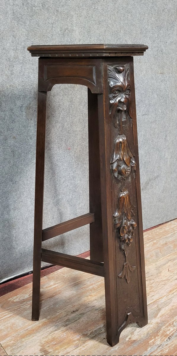 Selette ou piédestal style Renaissance en bois sculpté-photo-2