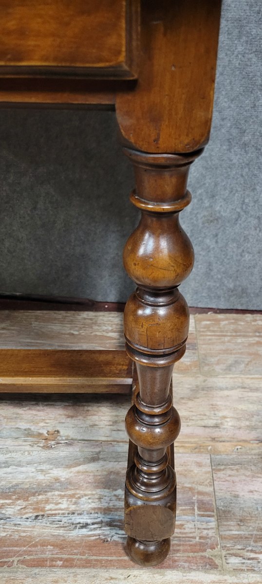 Table ou bureau de style Louis XIII en noyer massif -photo-4