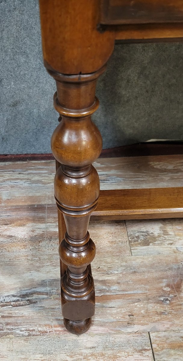 Table ou bureau de style Louis XIII en noyer massif -photo-5