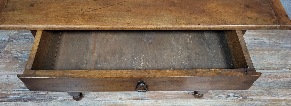 Table ou bureau de style Louis XIII en noyer massif -photo-7