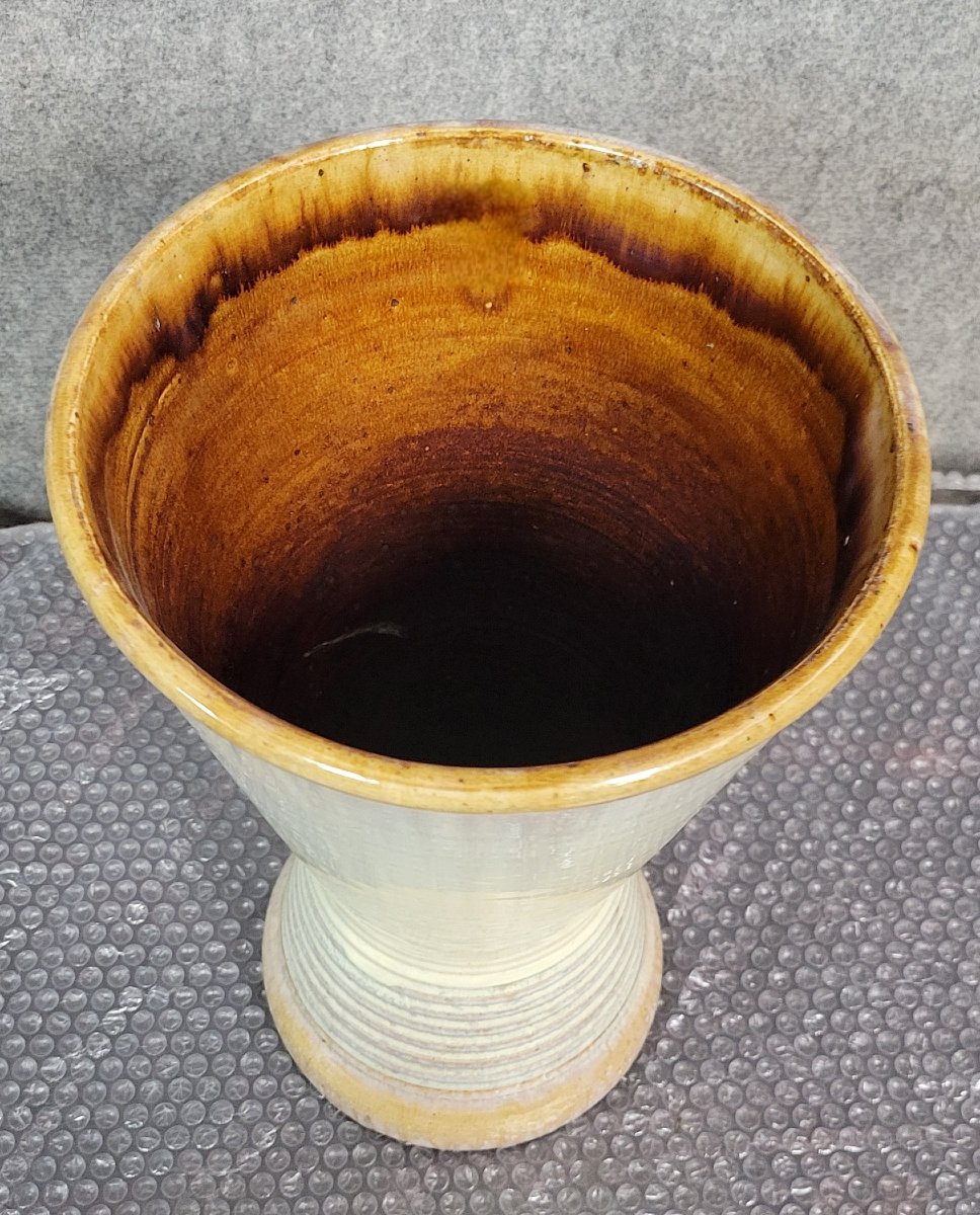 Puisaye Ceramics: Georges Robin / Brutalist Diablo Vase 1950'  -photo-3
