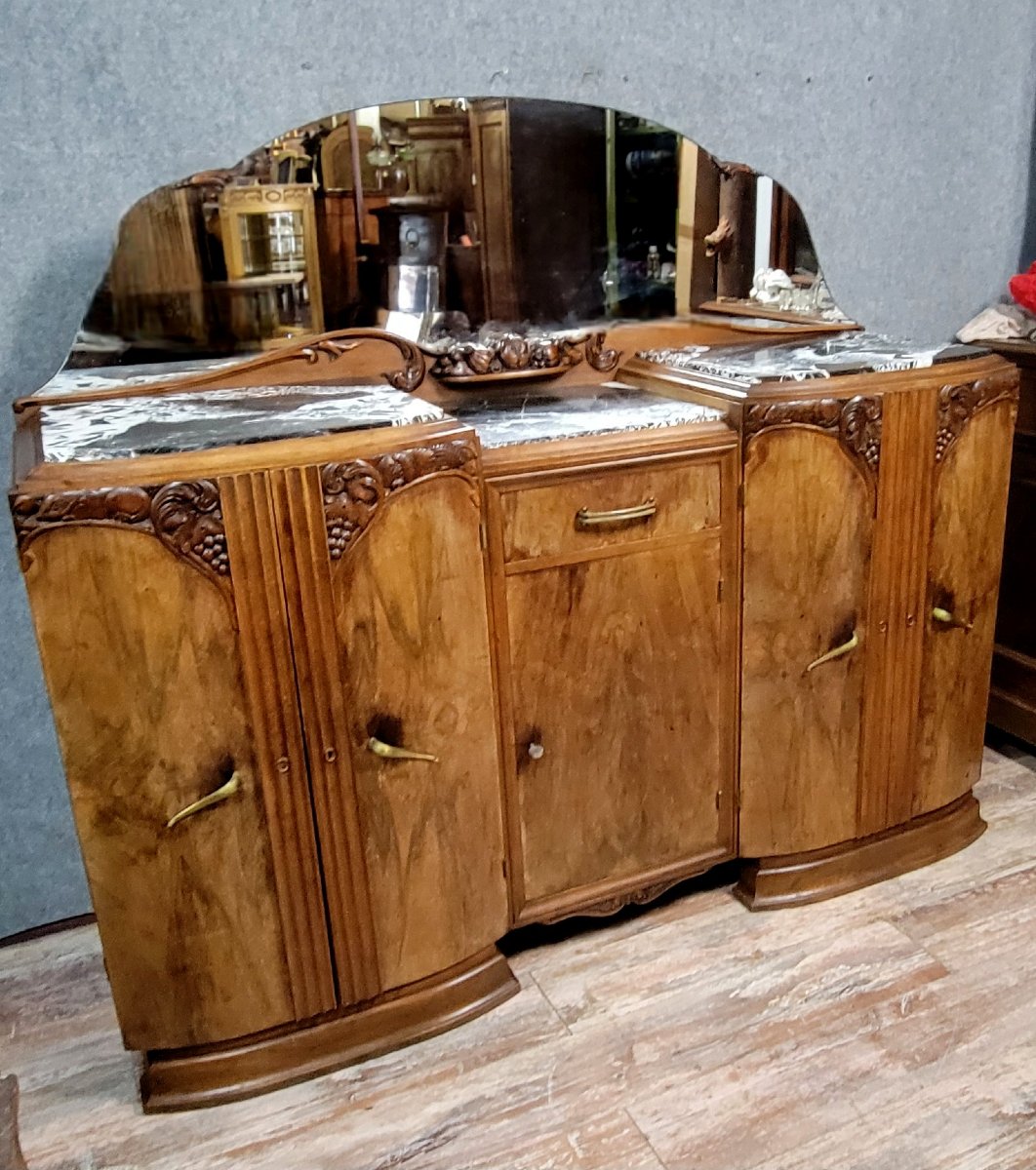 Art Deco Period Sideboard In Blond Walnut -photo-2