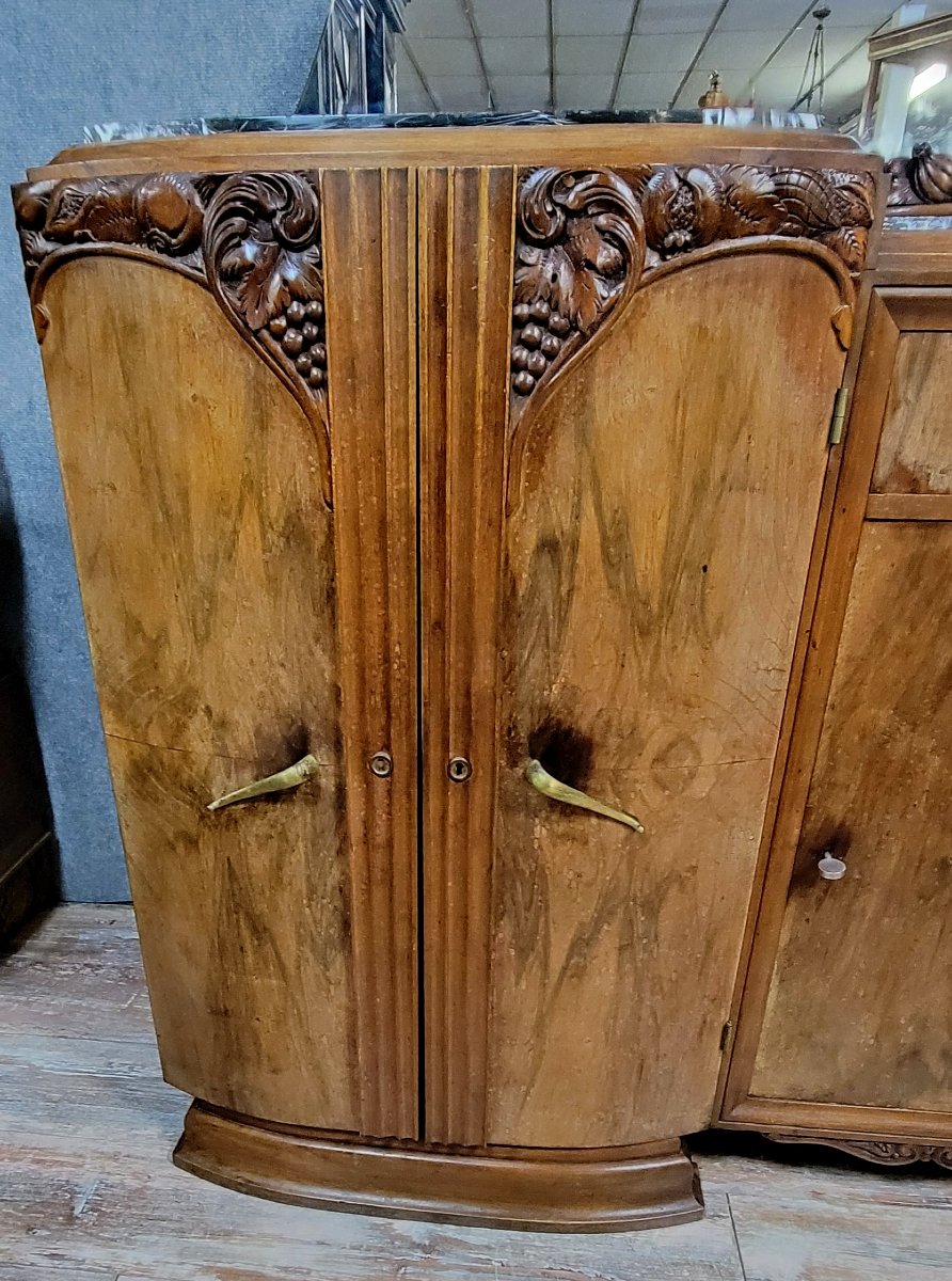 Art Deco Period Sideboard In Blond Walnut -photo-3