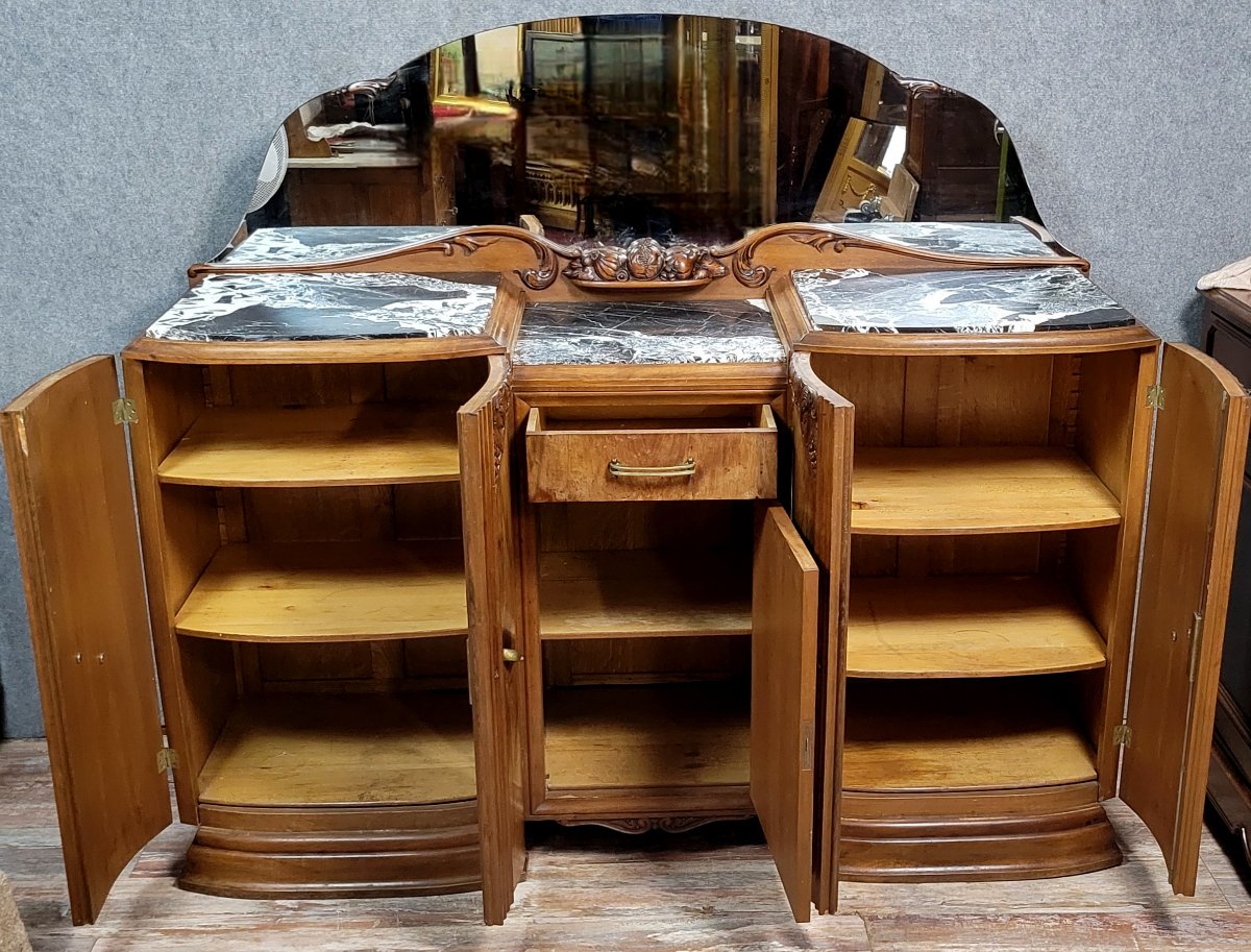 Art Deco Period Sideboard In Blond Walnut -photo-8