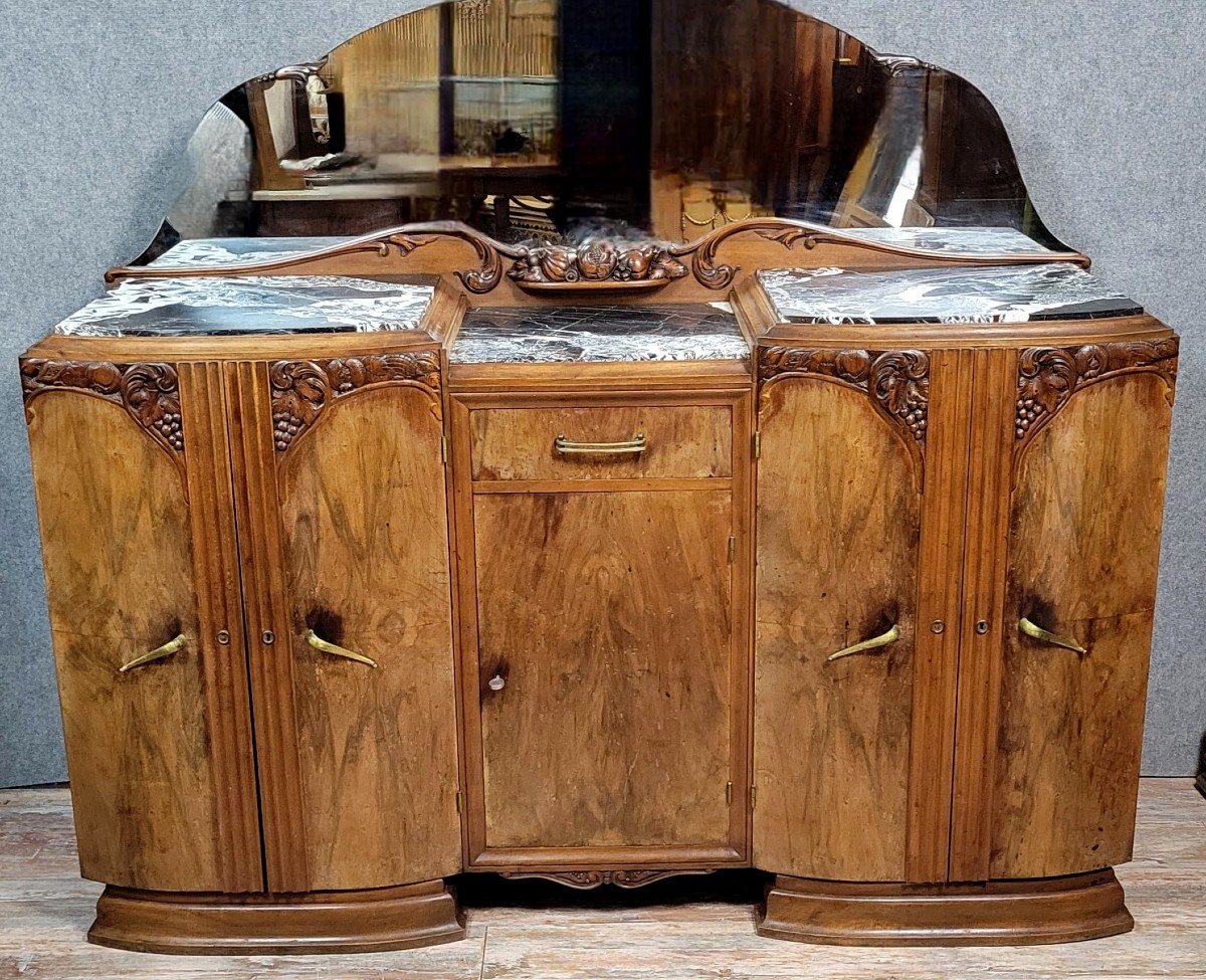 Art Deco Period Sideboard In Blond Walnut 