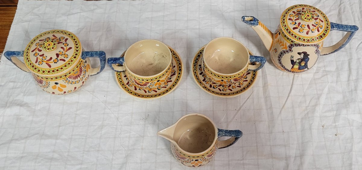 Service a café tete a tete Vintage Henriot Quimper vers 1970  -photo-4