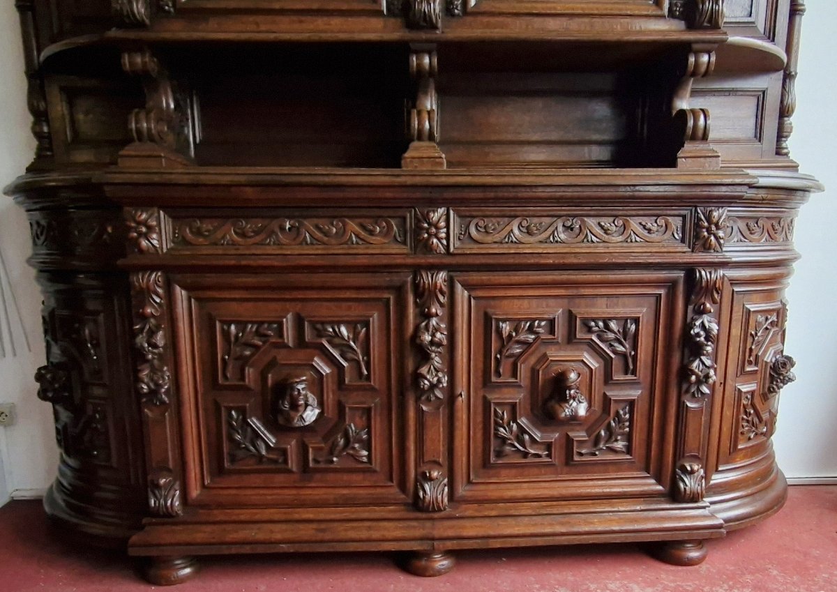 Very Important Renaissance Style Chateau Library Buffet In Solid Oak -photo-5