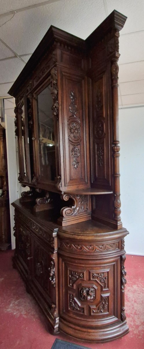 Very Important Renaissance Style Chateau Library Buffet In Solid Oak -photo-8