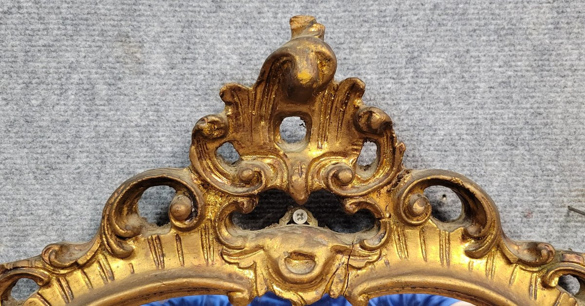Grand Miroir Baroque Style Louis XV en bois doré-photo-3