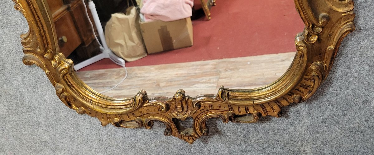 Grand Miroir Baroque Style Louis XV en bois doré-photo-5