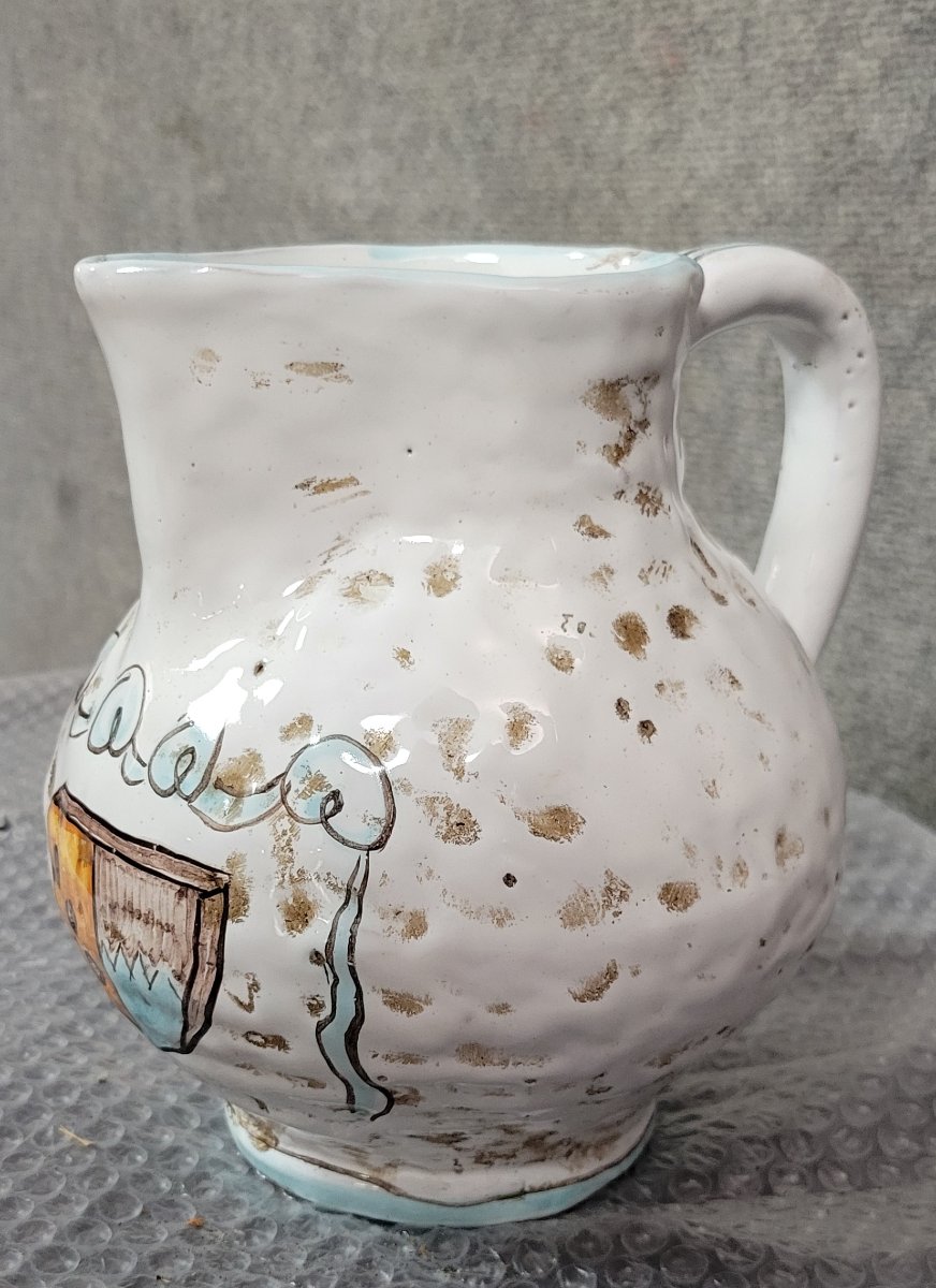 Sicile Pluchino Del Chiaro : vase Vintage en céramique a décors peints d'armoiries-photo-2