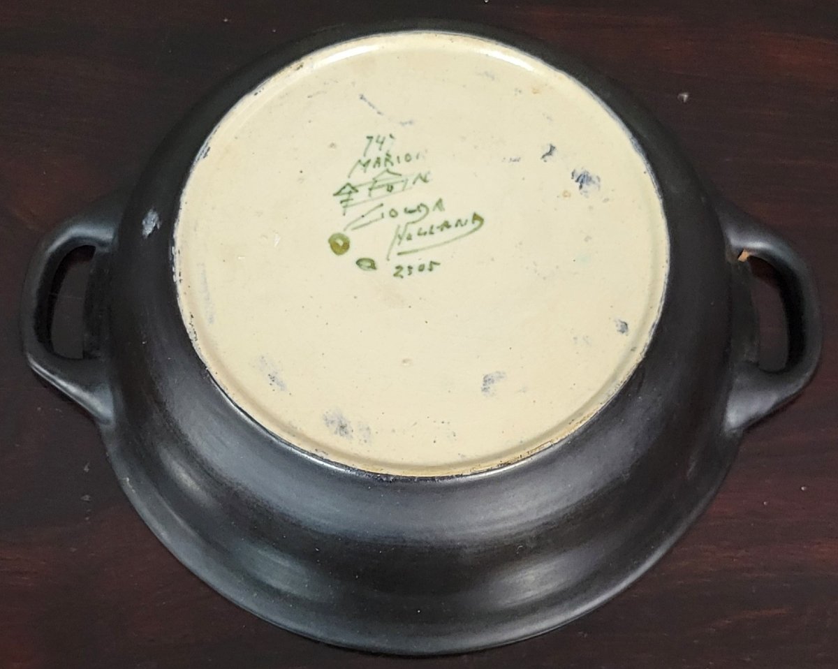 Gouda Holland: Large Art Nouveau Bowl In Painted Ceramic-photo-4