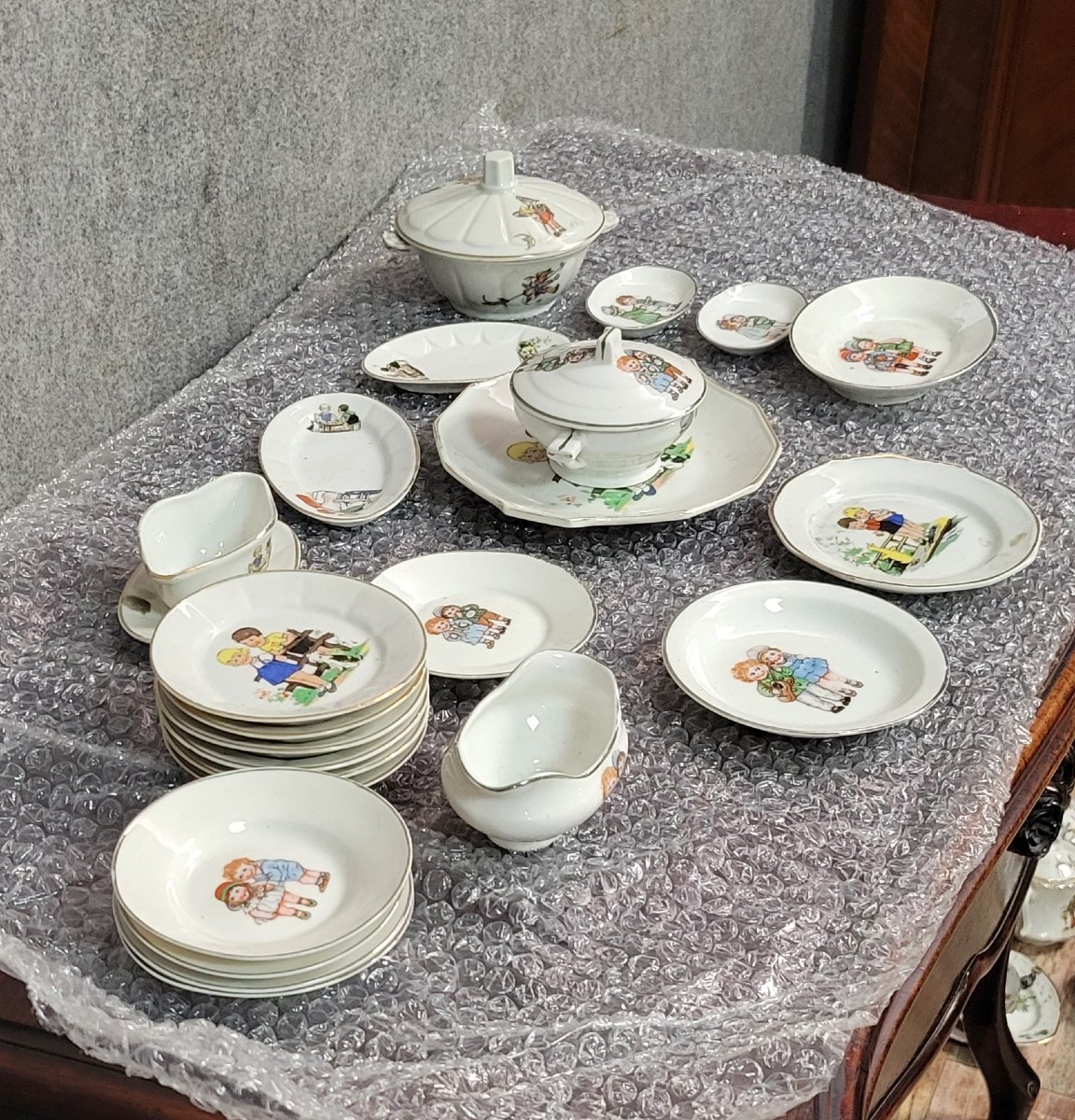 1950s Dinette - Porcelain, Germaine Bouret Style, Children's Decor  -photo-1