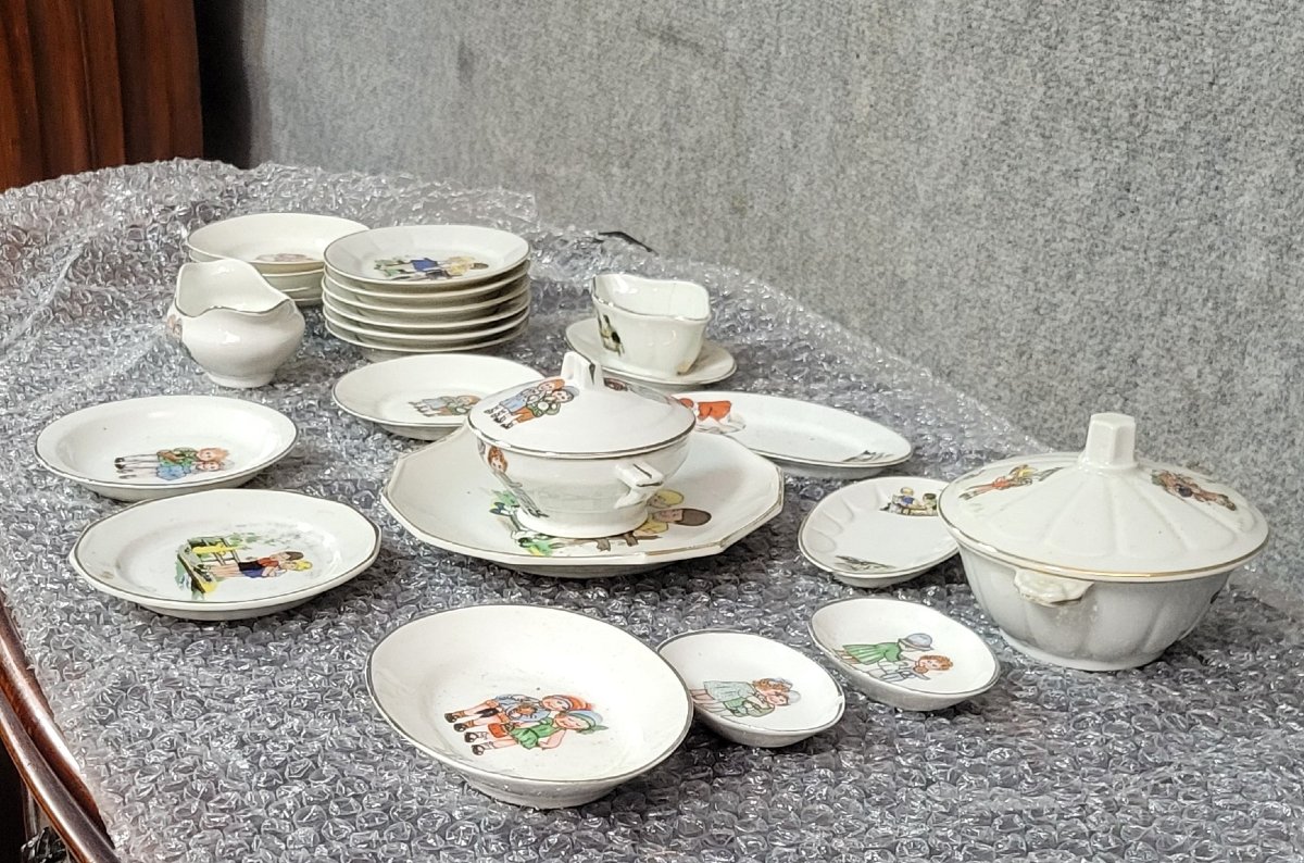 1950s Dinette - Porcelain, Germaine Bouret Style, Children's Decor  -photo-2