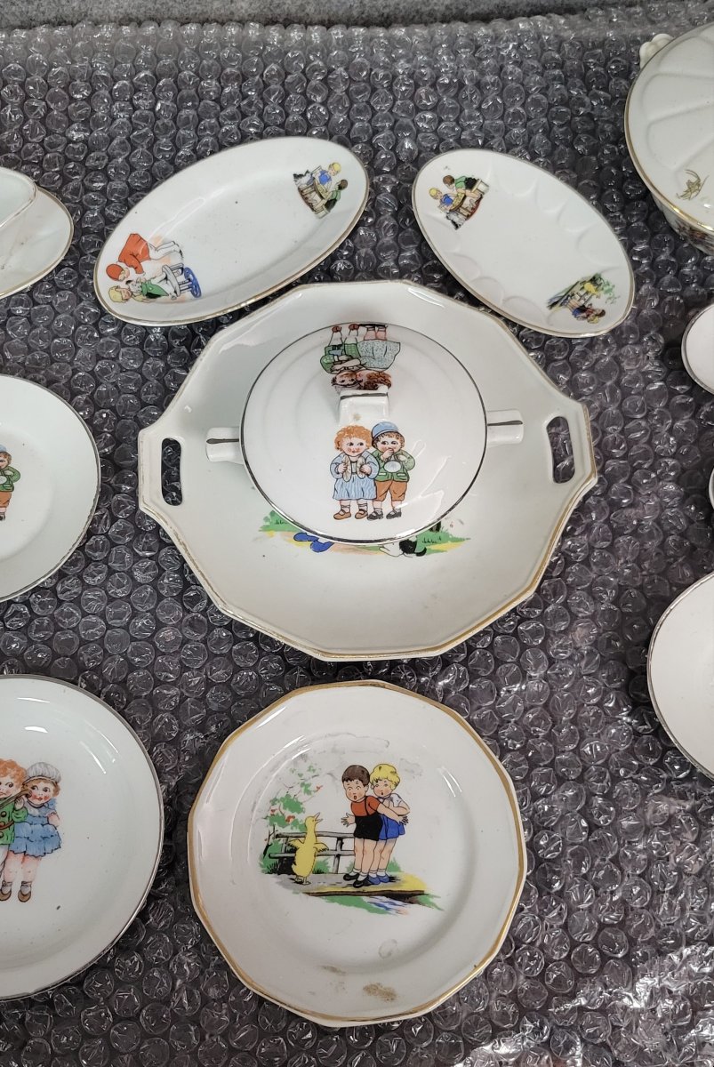 1950s Dinette - Porcelain, Germaine Bouret Style, Children's Decor  -photo-4