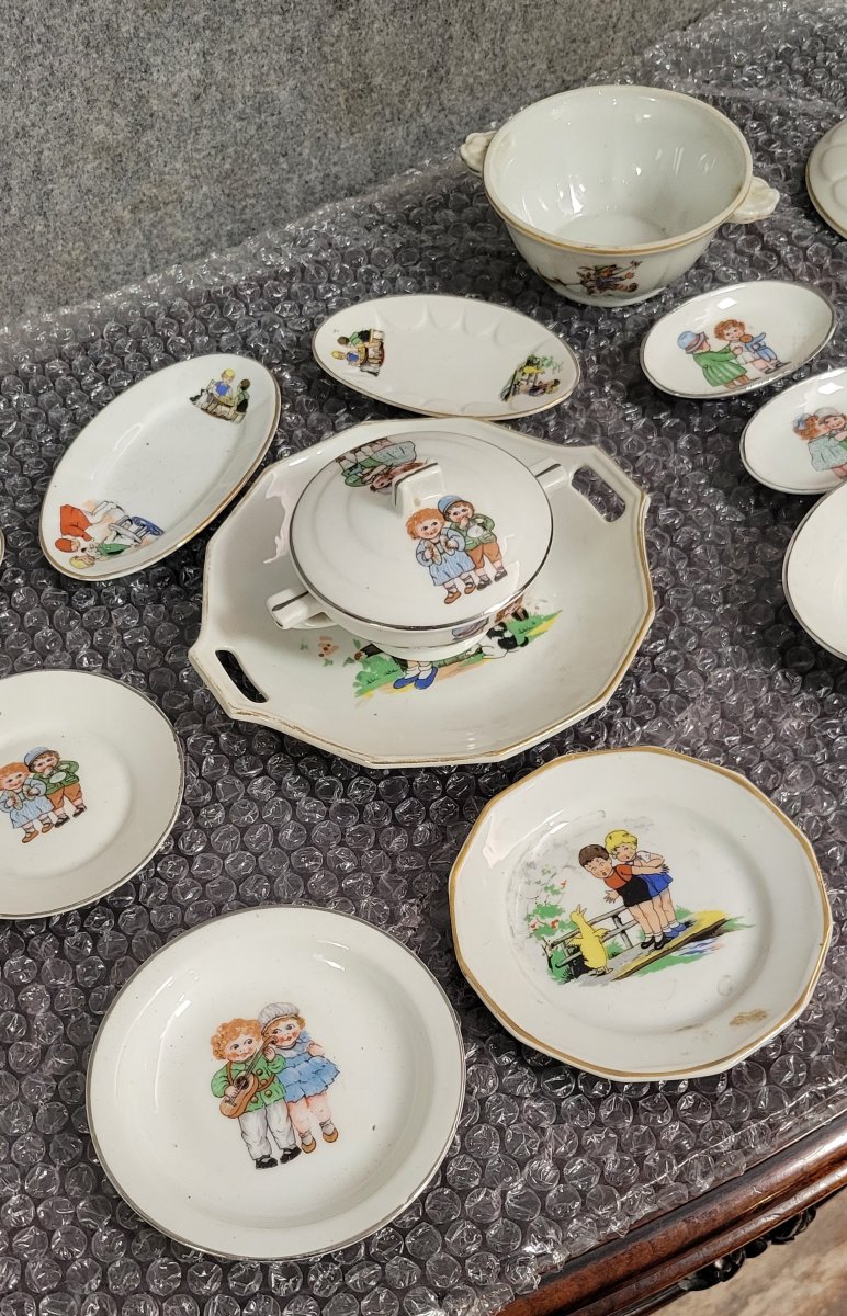 1950s Dinette - Porcelain, Germaine Bouret Style, Children's Decor  -photo-6