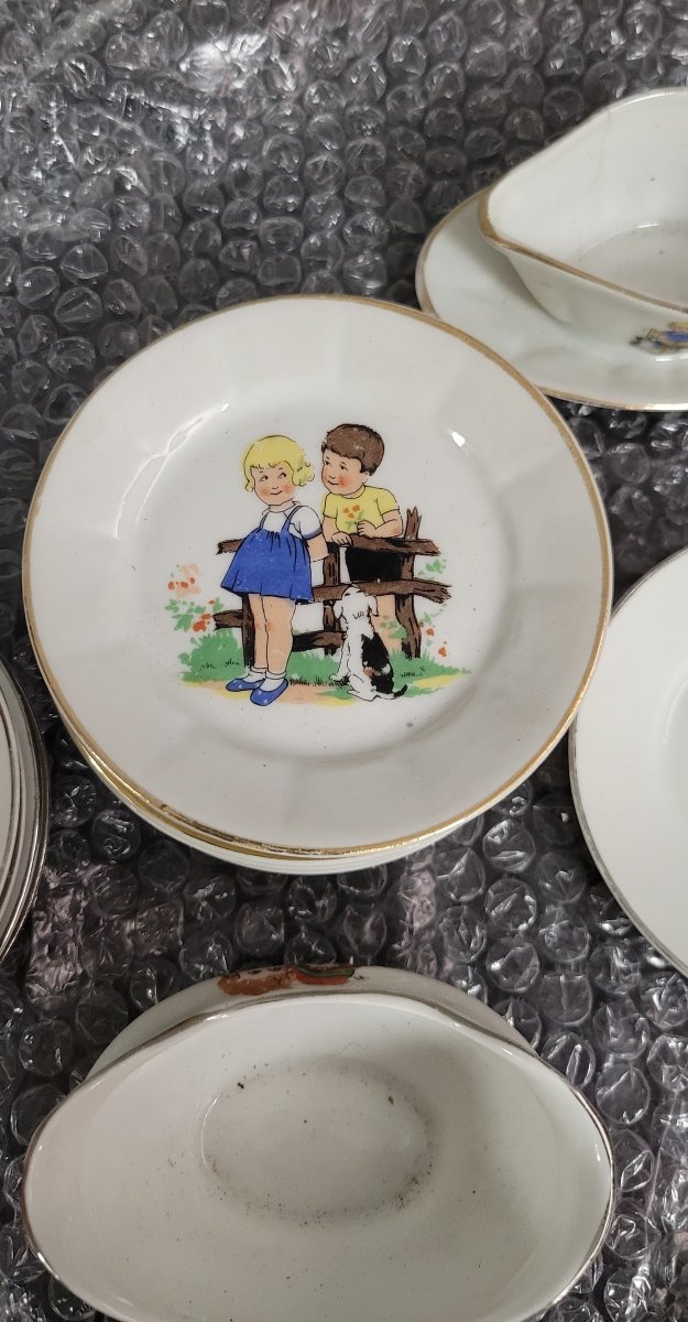 1950s Dinette - Porcelain, Germaine Bouret Style, Children's Decor  -photo-7