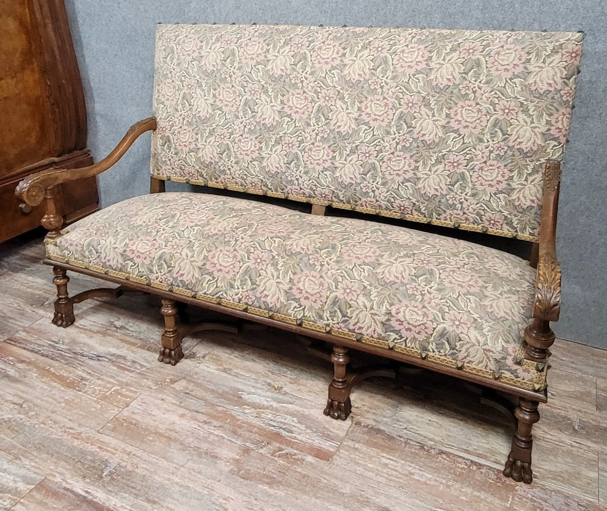 Louis XIII Style Walnut Chateau Bench -photo-1