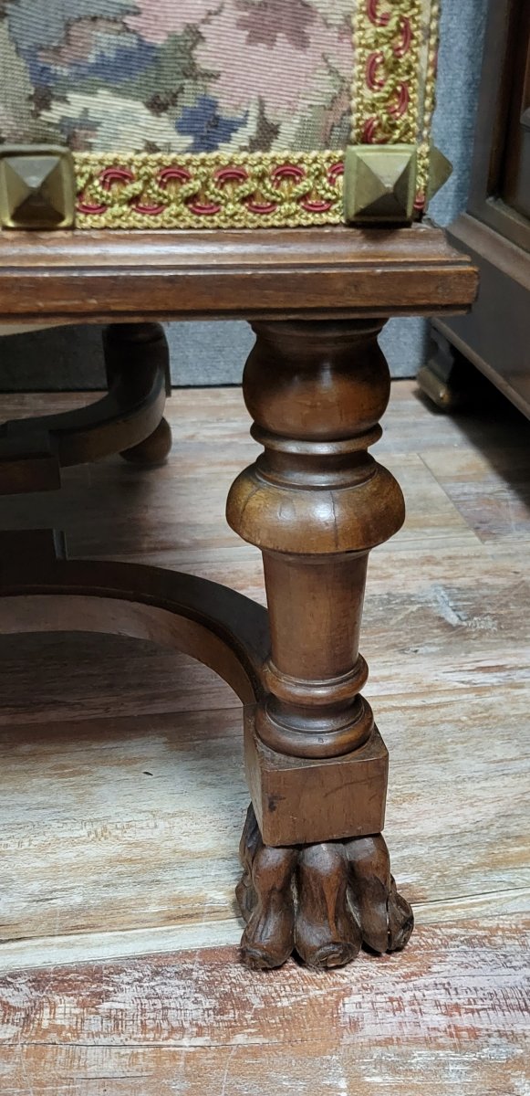Louis XIII Style Walnut Chateau Bench -photo-3