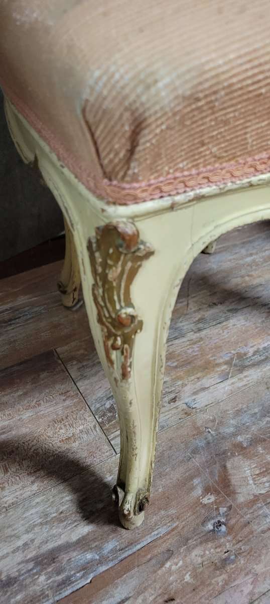 Pair Of Venetian Chairs In Louis XV Baroque Style In Lacquered And Gilded Wood-photo-4